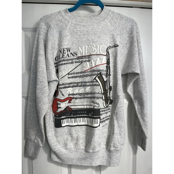 New Orleans Jazz Vtg Sweatshirt 1980's Mardi Gras Vacation Sz Medium USA - Picture 1 of 11
